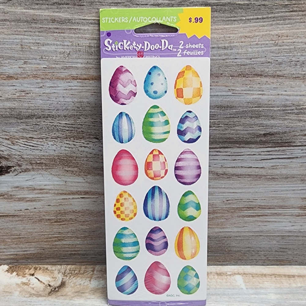American Greetings Stickety-Doo-Da Easter Egg Stickers 2 Sheets Watercolor Style